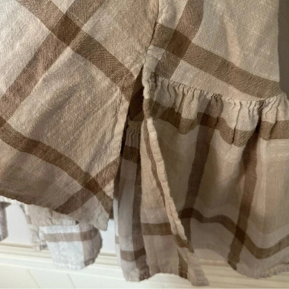 Free People Peppy in Plaid Women’s Long Sleeve Cream Peplum Style Top Size S GUC - Picture 4 of 7